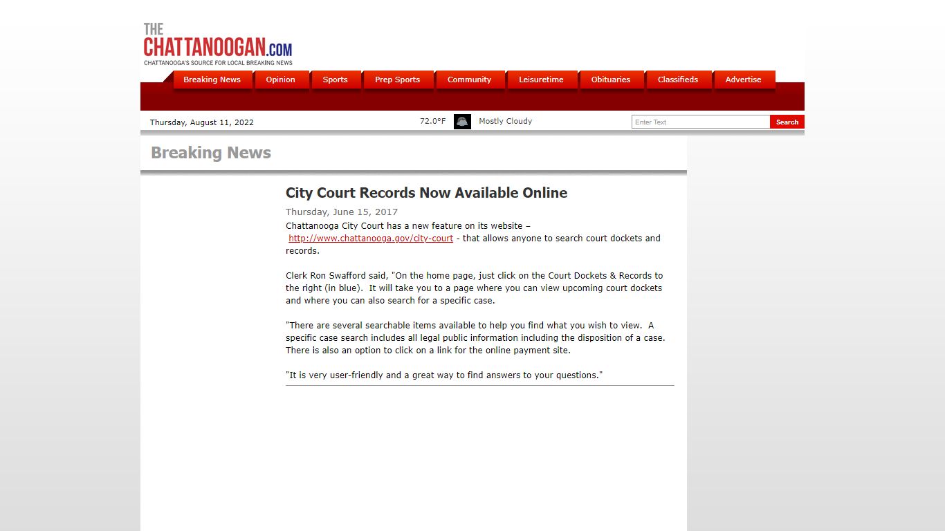 City Court Records Now Available Online - Chattanoogan.com